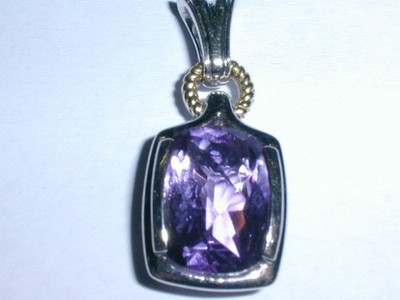 ATEMBERAUBEND!  DESIGNER COLORE SG - STERLINGSILBER 18K GOLD AMETHYST ANHÄNGER!