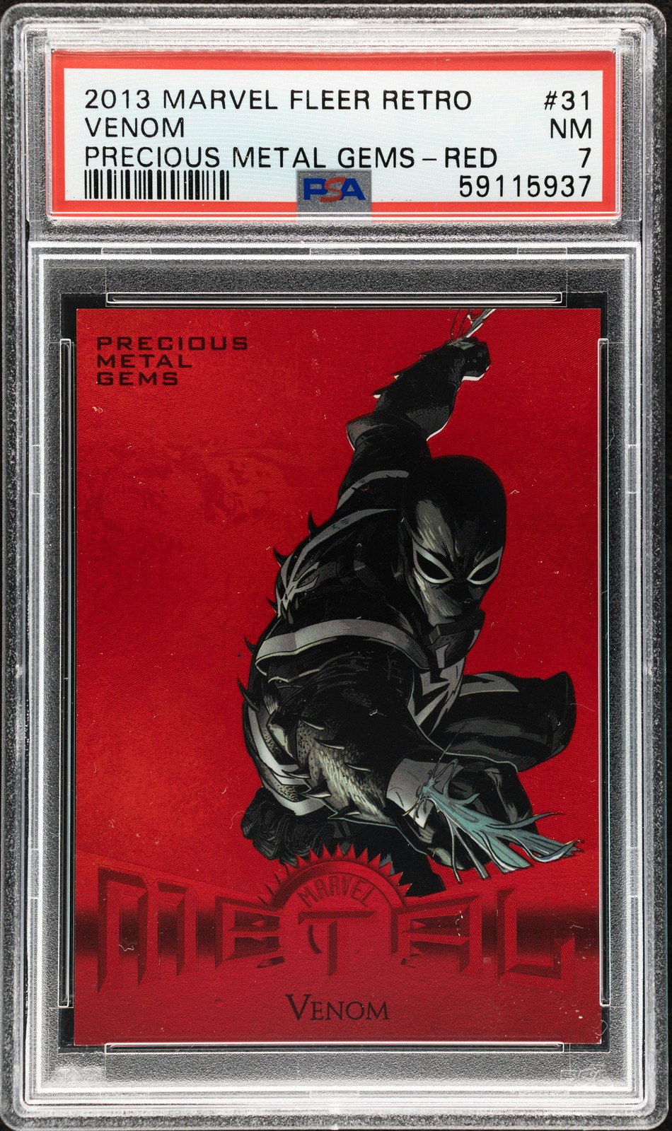 2013 Marvel Fleer Retro Venom Precious Metal Gems Red #31 /100 PSA 7
