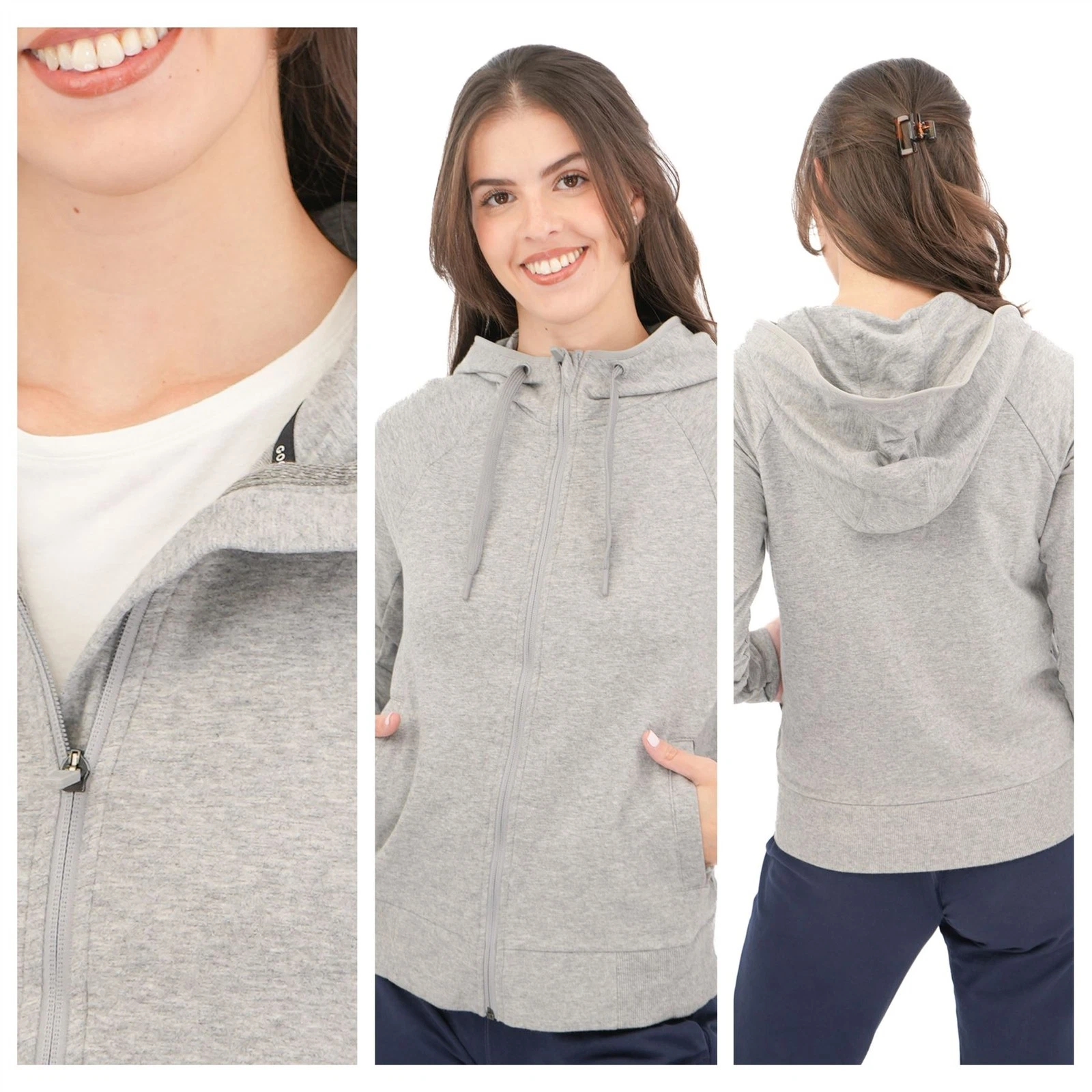 Womens M&S Goodmove Activewear Hoodie Grey Zip Up Light Weight Pockets
Opens in a new window or tab
