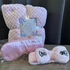 Ladies Pink 3 Piece Pink Travel Gift Set, Blanket, Eye Mask, Headband BRAND NEW — photo 1