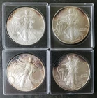 2001, 2004, 2005, and 2009 $1 American Silver Eagle Dollars in Plastic Holders