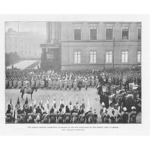 GERMANY Emperor Presenting Standards to New Battalions - Antique Print 1894