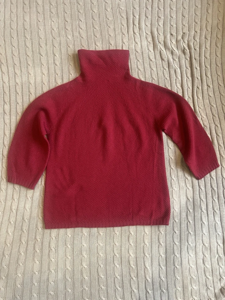 Max Mara Women's Red Knitted Jumper From Wool And Cashmere 3/4 Sleeves, Small - Image 2 of 4