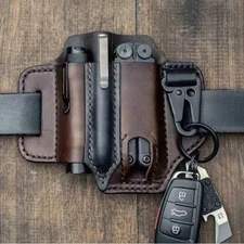 EDC Leather Knife Case & Flashlight Slot Tactical Pack: 1 Pouch
