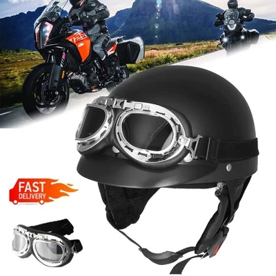 MARKON Motorradhelm Rollerhelm Motorrad Halbschalenhelm Halb Helm Schutzbrille Helmet