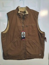 Lee Workwear Men s Brown Sherpa Lined Vest XL Zip Front Utility New with Tags
