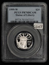 1999-W $25 1/4 oz Platinum American Eagle Proof - Statue - PCGS PR 70 - G6057 3580.00 per troy oz