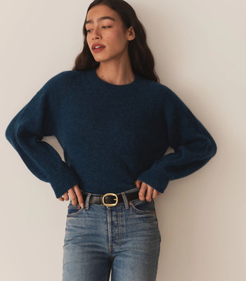 NWT DOEN Marsena knit alpaca wool sweater in deep sapphire blue S