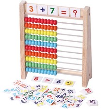 Educational Abacus for Math - 10 Row Wooden Counting Frame with Number 1-100 ...