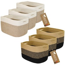 3er Set Aufbewahrungskorb mit versteckten Griffen, Korb aus Baumwolle, Regalkorb