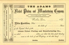 Adams Nickel Plating and Manufacturing Co. - General Stocks