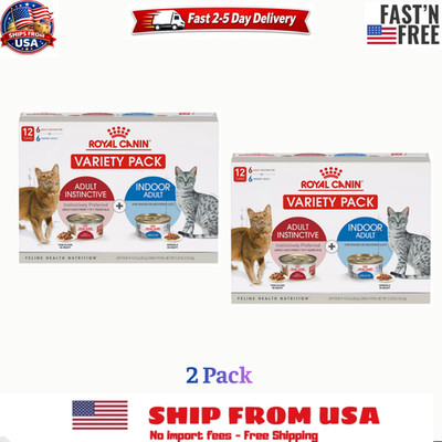 2PK Royal Canin Indoor/Instinctive Adult Wet Cat Food Variety Pack, 3oz 12 Cans