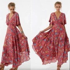 Spell Lovebird Half Moon Gown Dress Size XS Extra Small Rose Red