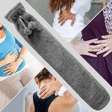 2L LONG HOT WATER BOTTLE WITH SOFT FAUX FUR COVER BACK ACHE KNEE PAIN 76 CM
