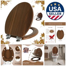 Elegant Elongated Walnut Toilet Seat with Quiet Close and Easy Clean Features