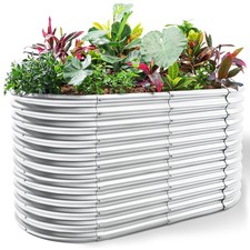 Land Guard F1 Raised Rectangle Garden Bed 8x4x2ft Galvanized Metal Planter Box