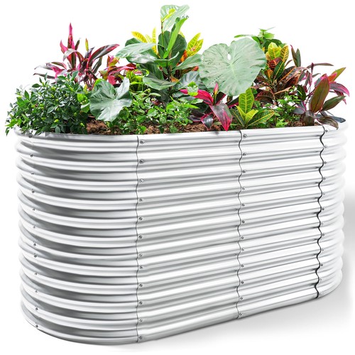 Land Guard F1 Raised Rectangle Garden Bed 8x4x2ft Galvanized Metal Planter Box