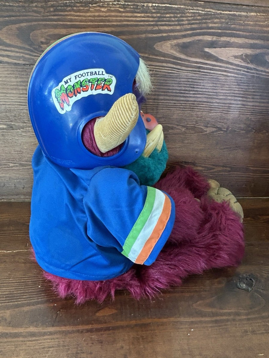 Vintage 1986 AmToy My Pet Football Monster Plush With Helmet