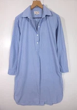 Mille Resort & Travel Blue White Stripe Cotton Shirt Dress Women’s Size L