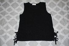 Womens BLACK SLEEVELESS SWEATER Tank Top TIES ON SIDES Size S 4-6