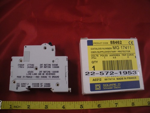 Square D 88462 Circuit Breaker MG 17411 277vac 1 Pole 0.5a C60N Protector Merlin - 第 1/4 張圖片
