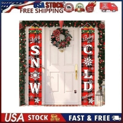 Christmas Porch Banner Decoration, Let it Snow, Baby its Cold Outside - Style 2