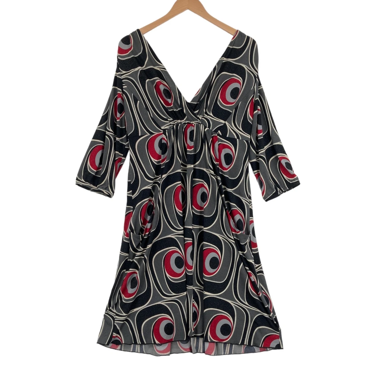 Alyx Fit Flare Dress Womens Size 10 Multicolor Geometric Print V