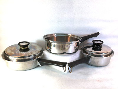 Amway Queen 18/8 Multi-Ply Stainless Steel Cookware 3 Pans 2