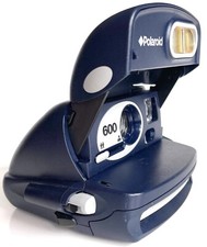ORIGINAL VINTAGE POLAROID 600 NAVY BLUE MODULAR INSTANT CAMERA  BUILT IN FLASH