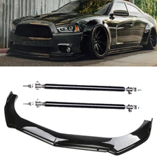 Front Bumper Lip Splitter Spoiler +Strut Rods Bar Rods For Dodge Charger R/T GT
