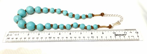 RLM Soho Huge Leather Beaded Turquoise Necklace 11"L Earrings 2 1/2"L Ap5 - Picture 5 of 8