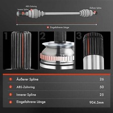 Arbre De Transmission Avant Droit Pour Honda Civic V VI - Longueur 904,5 Mm, Neuf Sous Emballage