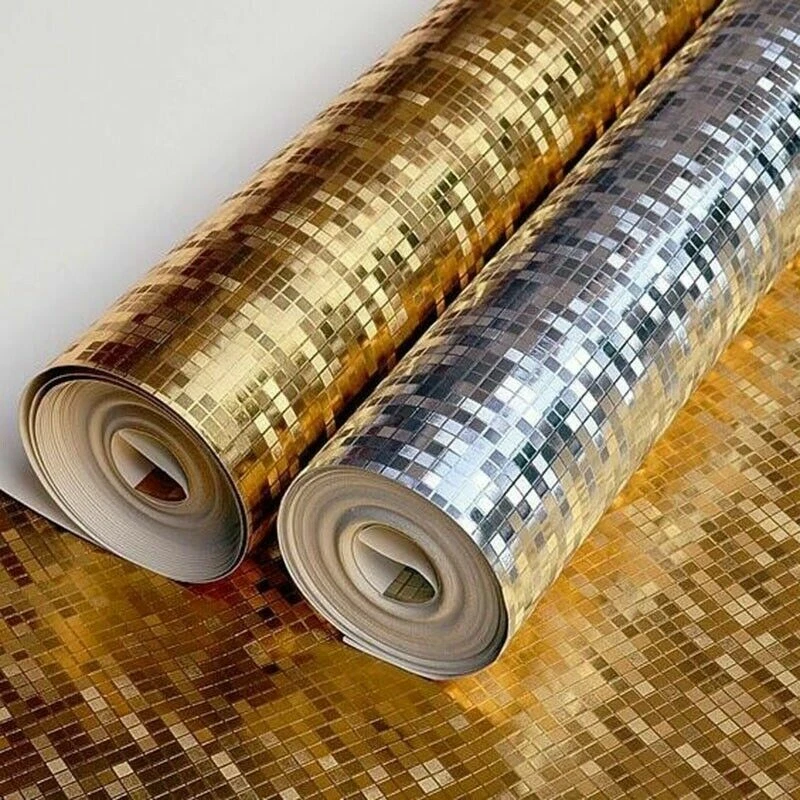 3D Waterproof Gold Folis Glitter Wallpaper KTV Bar Counter Column Wall Decor DIY - Image 4 of 4