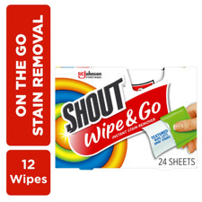 Shout Wipe and Go Instant Stain Remover, for On-the-Go Laundry Stains, 12 Count