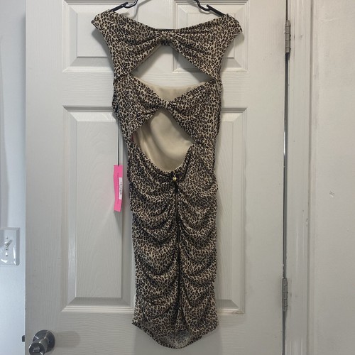 Betsey Johnson Leopardendruck Mantelkleid Damen Größe 8 ausgeschnittenes Kleid - Bild 9 von 14