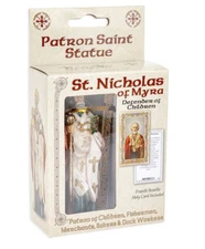 St. Nicholas Statue, Hand Painted Gold Leaf Accents 4", Boxed