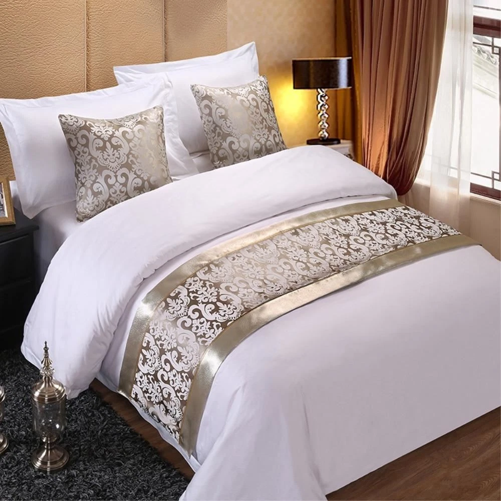 1 Pc Champagne Floral Bedspreads Bed Runner Throw Bedding Single