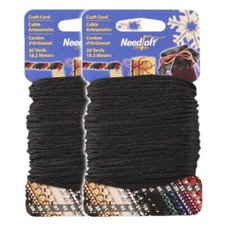  42 Solid Black - Needloft  Craft Cord 2 Pack 40 Yards 2x20yds