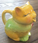 Vtg Shawnee Pottery #85 Kitty Cat Creamer Pitcher Yellow & Green W Red Accents — photo 5