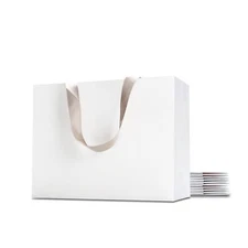 Gift Bags with Ribble Handles 10Pcs 10.5x4.25x8 inch White Thick Boutique Pap...