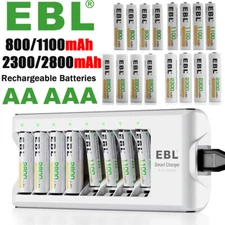 Double A, Triple A  Rechargeable Batteries  1.2V Ni-Mh / 8 Slot Charger Lot