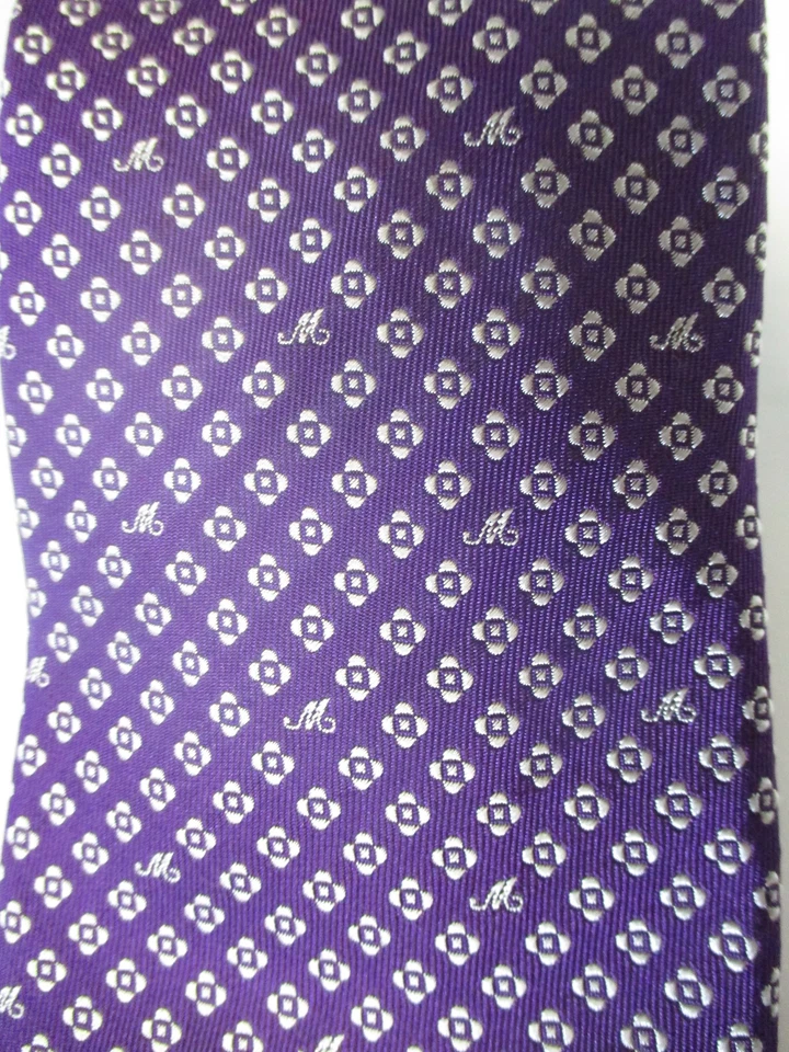 Corbata para hombre Moschino 100% seda púrpura blanco estampado floral Foto 2 de 3