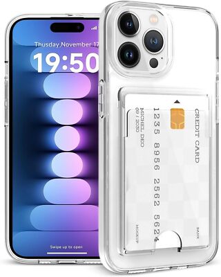 For iPhone 15 Pro Max Plus Clear Case with Card Slot Bag Holder Case Transparent