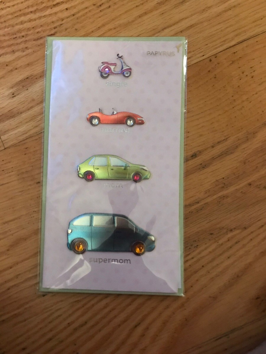 NIP Papyrus Happy Mother's Day Card – Supermom Theme With Cars & Mileage Vibe, Single, $6.95