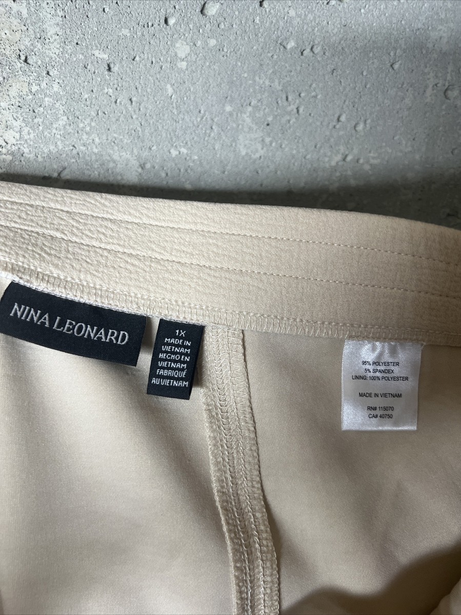 Womens Plus Bubble Crepe Pants Taper Leg Stone Tan Size 1X | eBay