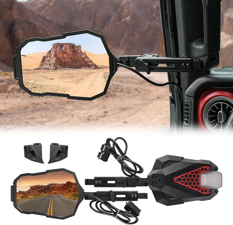 2pcs Side View Mirror W/Turn Light For Jeep Wrangler JL JLU Gladiator JT 2024-25 — 第 2/4 张图片