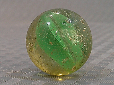 Vintage 1940s Green Clear Cat's Eye Marble Banger Shooter Boulder Bonker Masher