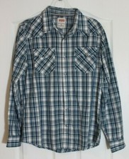 Levi's Pearl Snap Shirt Men's Size Medium Plaid Western Long Sleeve