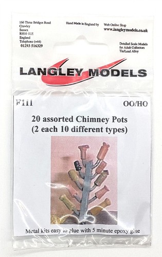 20 verschiedene. Kamintöpfe 10 Typen OO Scale Langley F111 - Bild 2 von 3