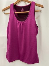 190091 Women's M PRANA Fuchsia Purple Double Layer Overlay Tank Top EUC